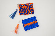 Handmade Beaded Gameday Custom Coin Purse | Bag for Clear Stadium Bags | OKC Thunder | 405 Local Original | Oklahoma I Leopard