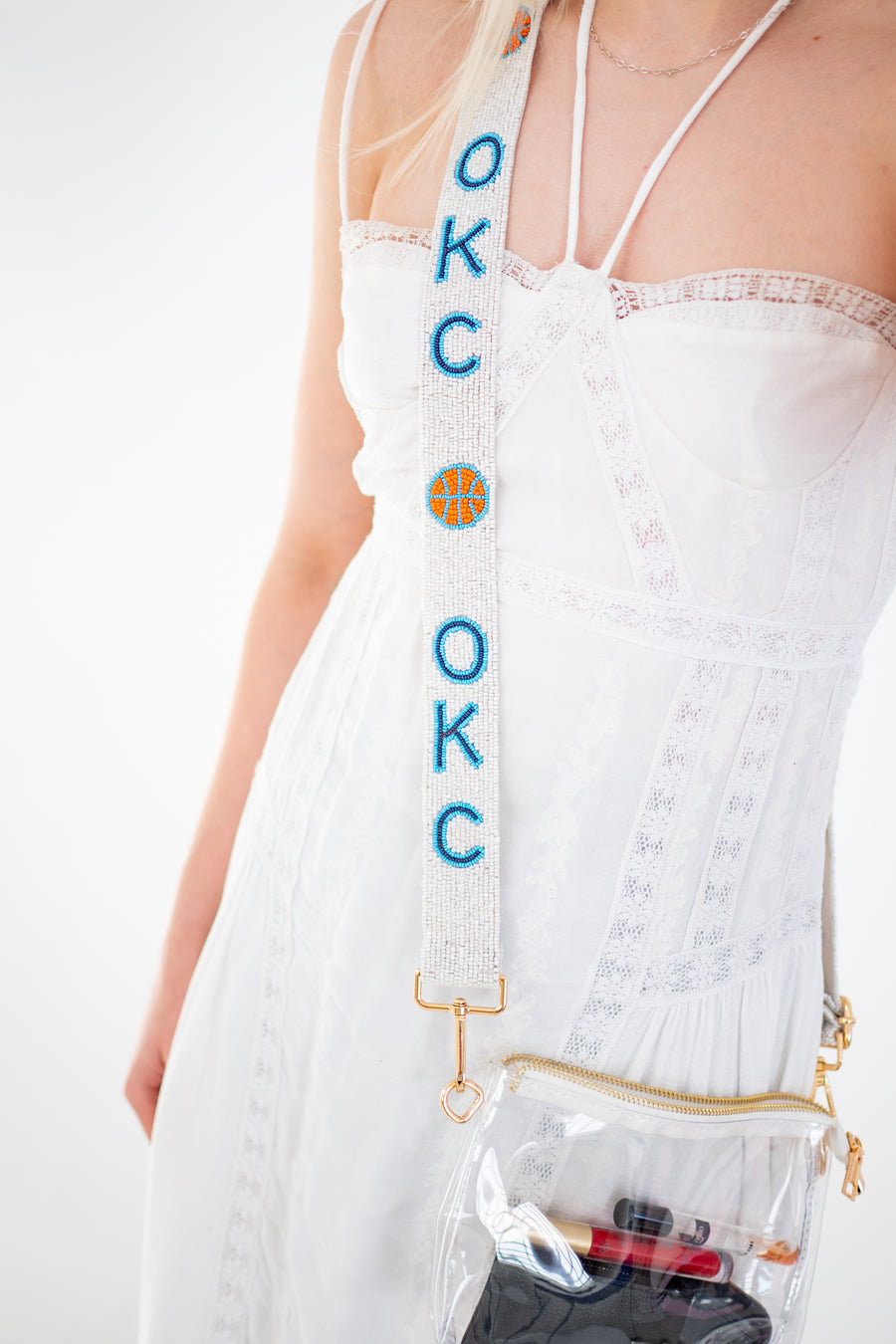 Hand Beaded OKC Thunder Gameday Strap – Adjustable Bag Strap, Blue Beaded Purse Strap for Basketball Fans, Game Day Accessories - OKC BASKETBALL - SOLD OUT - PRE ORDER FOR NEXT SHIPMENT APPROX 3/5/26