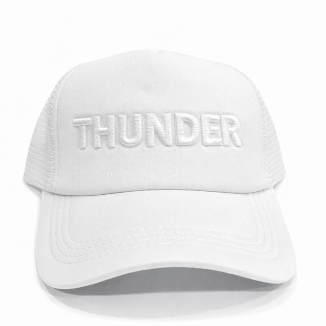 OKC Thunder Hat – White Trucker Hat | Game Day Embroidered Baseball Hat | OKC Fan Gear | Spirit Accessories
