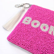 Handmade Beaded Pink Gameday Custom Coin Purse | Bag for Clear Stadium Bags | Oklahoma Sooners | Boomer | 405 Local Original | OU