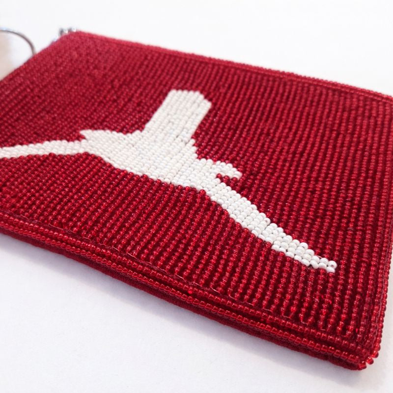 Handmade Beaded Pearl Gameday Custom Coin Purse | Bag for Clear Stadium Bags | Oklahoma Sooners | Boomer | 405 Local Original | OU I Beat Texas