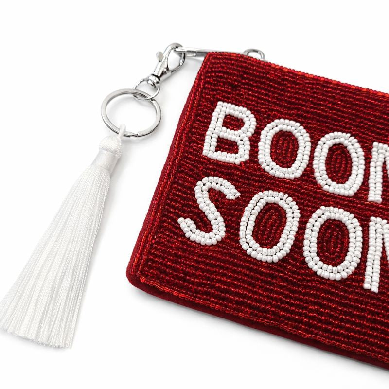Handmade Beaded Gameday Custom Coin Purse | Bag for Clear Stadium Bags | Oklahoma Sooners | Boomer | 405 Local Original | OU