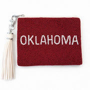 Handmade Beaded Pearl Gameday Custom Coin Purse | Bag for Clear Stadium Bags | Oklahoma Sooners | Boomer | 405 Local Original | OU
