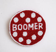 OKLAHOMA HAND BEADED GAMEDAY BUTTON - PUSH PIN FAN ACCESSORIES - POLKA DOTS