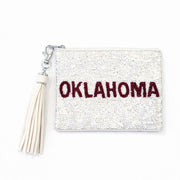 Handmade Beaded Gameday Custom Coin Purse | Bag for Clear Stadium Bags | Oklahoma Sooners | Boomer | 405 Local Original | OU I Sequin