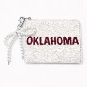 Handmade Beaded Gameday Custom Coin Purse | Bag for Clear Stadium Bags | Oklahoma Sooners | Boomer | 405 Local Original | OU I Sequin
