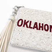 Handmade Beaded Gameday Custom Coin Purse | Bag for Clear Stadium Bags | Oklahoma Sooners | Boomer | 405 Local Original | OU I Sequin
