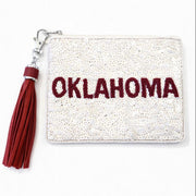 Handmade Beaded Sequin Gameday Custom Coin Purse | Bag for Clear Stadium Bags | Oklahoma Sooners | Boomer | 405 Local Original | OU