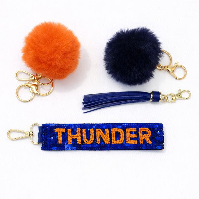 OKC Thunder Gameday Beaded Keychain Purse Charm I Handmade I Sideline Society Exclusive Spirit Accessory