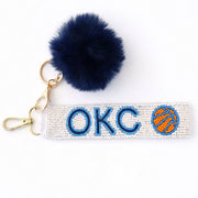 OKC Thunder Gameday Beaded Keychain Purse Charm I Handmade Basketball I Sequin Keyring