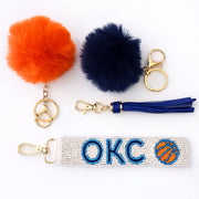 OKC Thunder Gameday Beaded Keychain Purse Charm I Handmade Basketball I Sequin Keyring