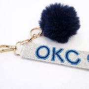 OKC Thunder Gameday Beaded Keychain Purse Charm I Handmade Basketball I Sequin Keyring