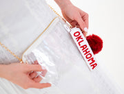 Oklahoma Bag Charm / Keychain / Wristlet Sequins White