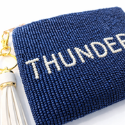 Handmade Beaded Gameday Custom Coin Purse | Bag for Clear Stadium Bags | OKC Thunder | Oklahoma  I Pearl Font