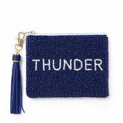 Handmade Beaded Gameday Custom Coin Purse | Bag for Clear Stadium Bags | OKC Thunder | Oklahoma  I Pearl Font