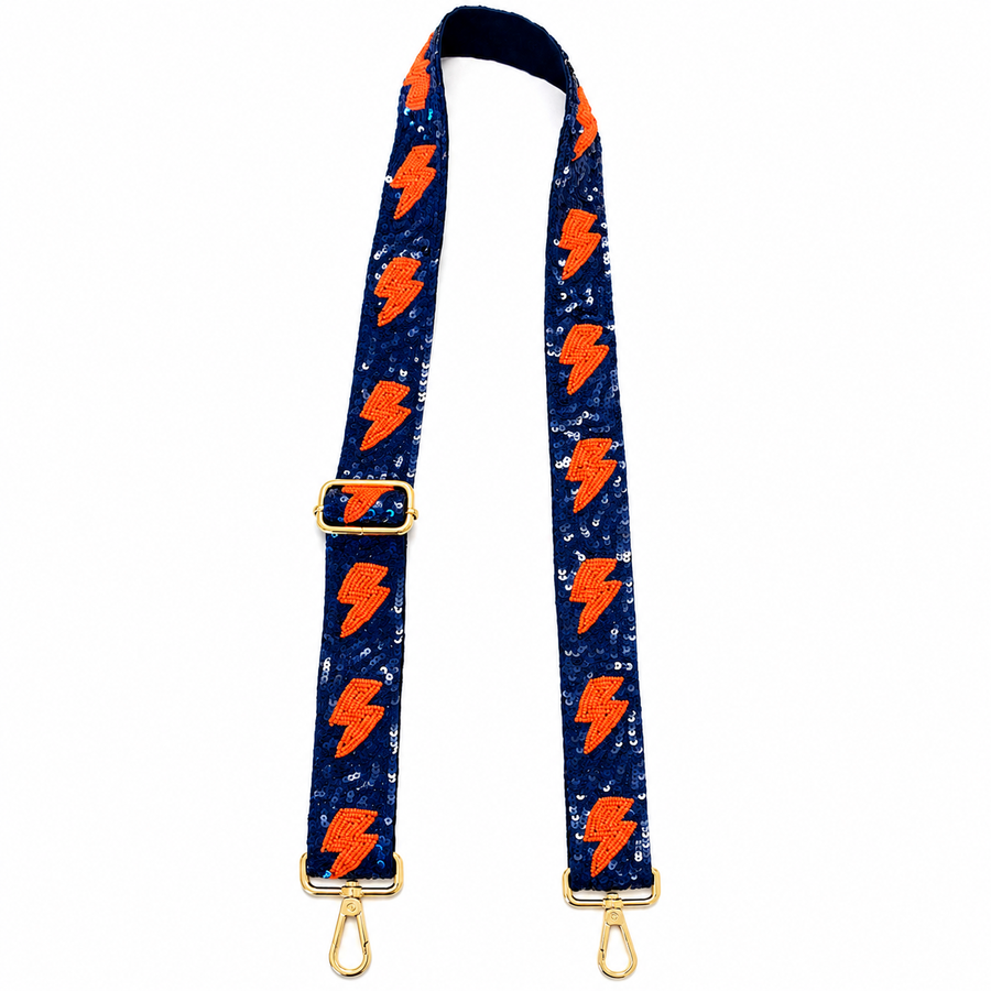 Hand Beaded OKC Thunder Gameday Strap – Adjustable Bag Strap, Blue Beaded Purse Strap for Basketball Fans, Game Day Accessories - Sequin Bolts NEW