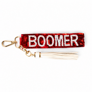Oklahoma Bag Charm / Keychain / Wristlet Sequins Red