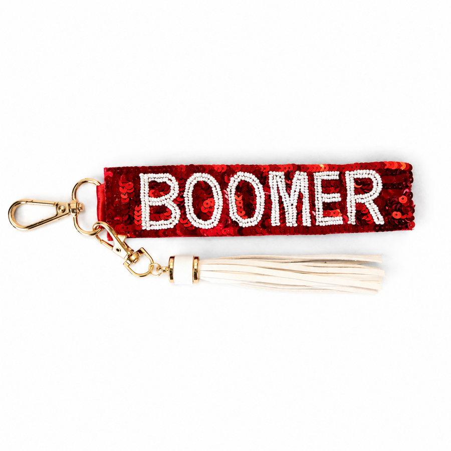 Oklahoma Bag Charm / Keychain / Wristlet Sequins Red