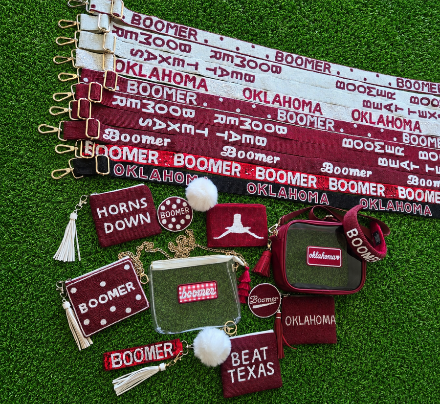Hand Beaded Pearl Gameday Custom Coin Purse | Polka Dot