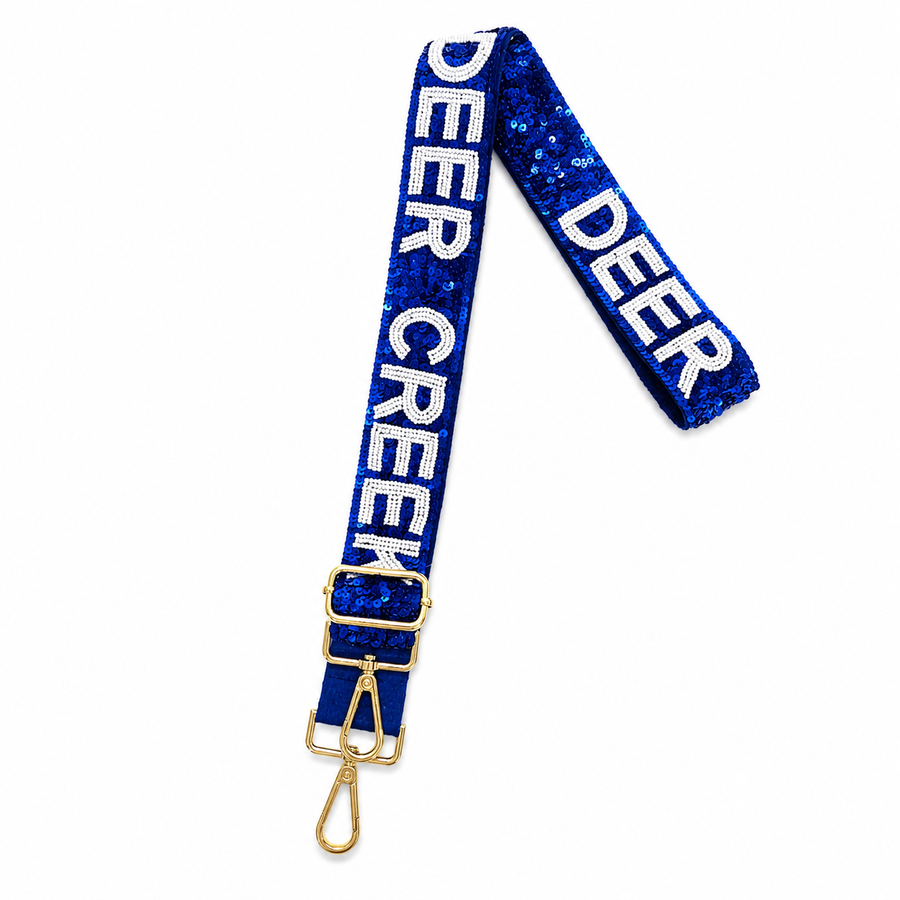 Deer Creek High School Gameday Purse Strap - Sequins - Gold Hardware - Edmond Oklahoma City