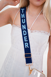 Hand Beaded OKC Thunder Gameday Strap – Adjustable Bag Strap, Blue Beaded Purse Strap for Basketball Fans, Game Day Accessories