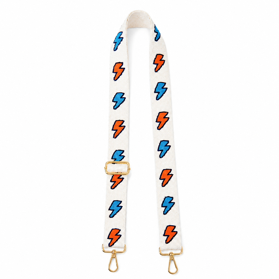Hand Beaded OKC Thunder Gameday Strap – Adjustable Bag Strap, Blue Beaded Purse Strap for Basketball Fans, Game Day Accessories - Bolts PREORDER - SHIPS APPROX 7/8