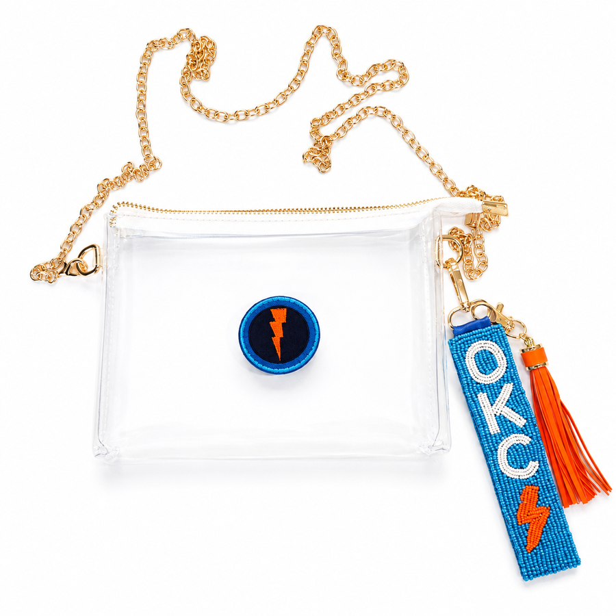 OKC Thunder Gameday Beaded Keychain Purse Charm I Handmade I Sideline Society Exclusive Spirit Accessory