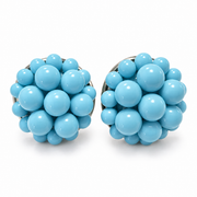 The Jackie Ohhh So Retro Beaded Cluster Earrings in Dusty Blue