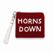 Hand Beaded Oklahoma Gameday Coin Purse | Horns Down