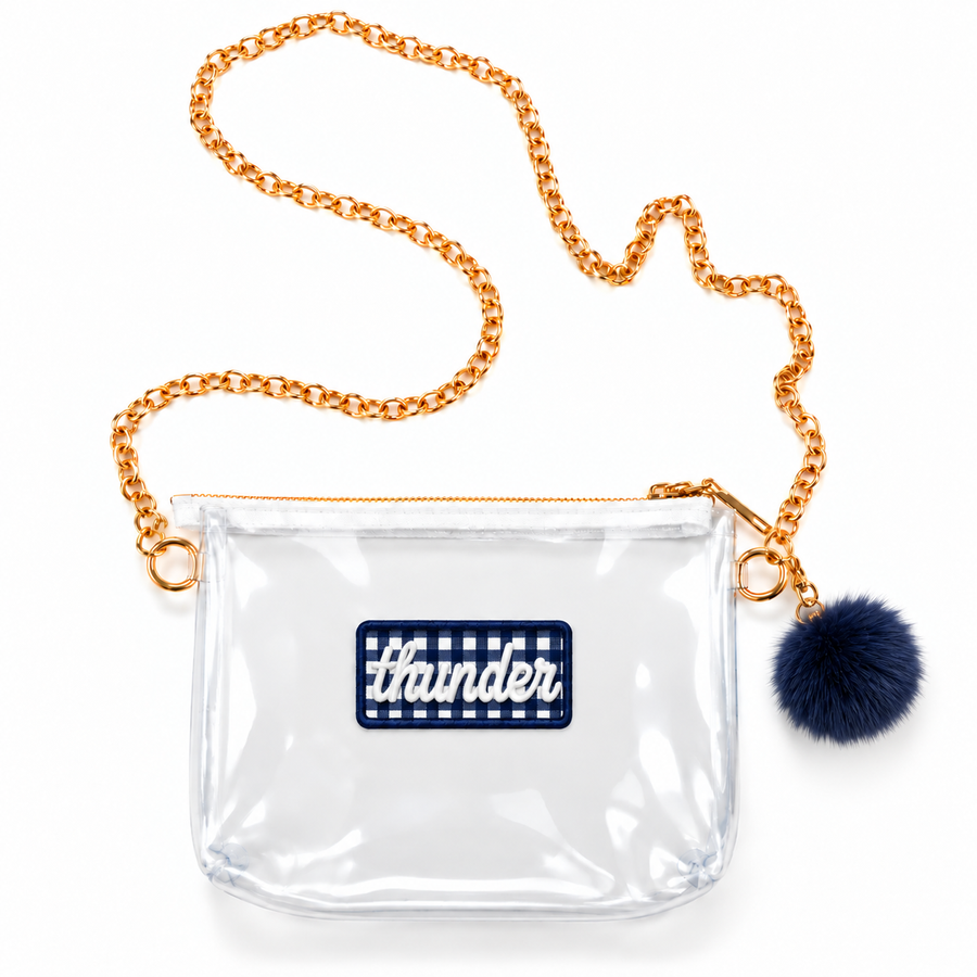 OKC Thunder Clear Bag with Exclusive Gingham Patch w/ Gold Chain - PREORDER SHIPS APPROX 10/23 (Copy)