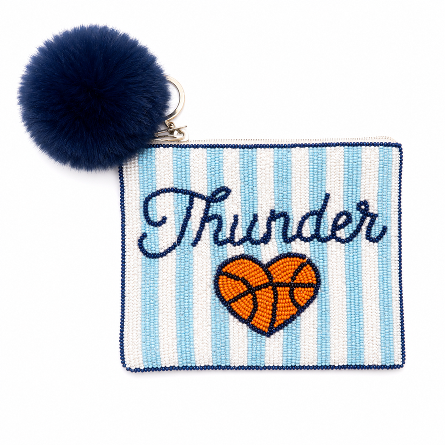 Handmade Beaded Gameday Custom Coin Purse | Bag for Clear Stadium Bags | OKC Thunder | Oklahoma I Heart