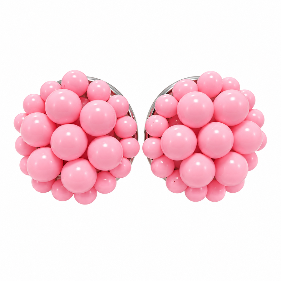 The Jackie Ohhh So Retro Beaded Cluster Earrings in Ballet Slipper Pink