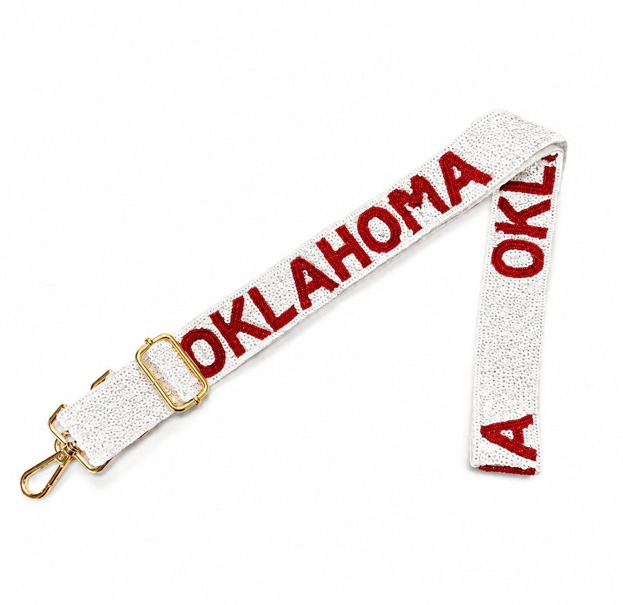 Handmade Beaded Oklahoma Sequins Gameday Custom Purse Strap | Bag for Clear Stadium Bags - SEQUINS