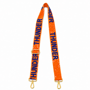 Hand Beaded OKC Thunder Gameday Strap – Adjustable Bag Strap, Blue Beaded Purse Strap for Basketball Fans, Game Day Accessories - Orange Sequins