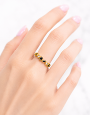 The Lele Dainty & Delicate Black and Gold-Plated Adjustable Ring