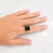 The Beverly Hills Black & Gold Druzy Ring - Adjustable