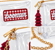 The Perfect Clear Gold Chain Gameday Bag + Exclusive Patch -Gingham