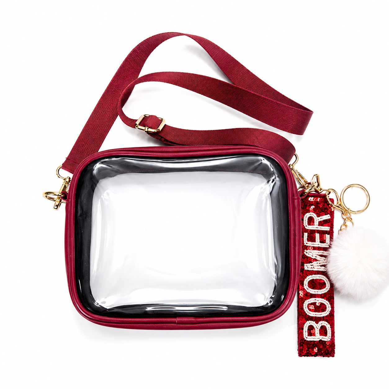 Oklahoma Bag Charm / Keychain / Wristlet Sequins Red
