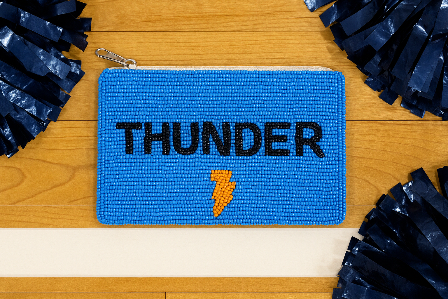 Handmade Beaded Gameday Custom Coin Purse | Bag for Clear Stadium Bags | Okc Thunder | 405 Local Original | Oklahoma