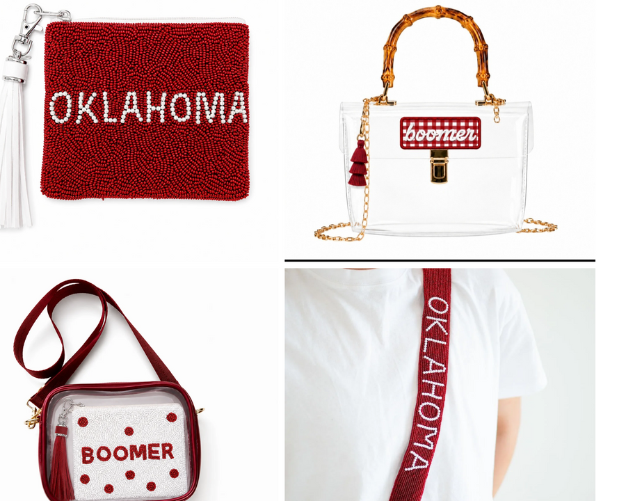 Hand Beaded Oklahoma Gameday Custom Coin Purse | Pearl Script