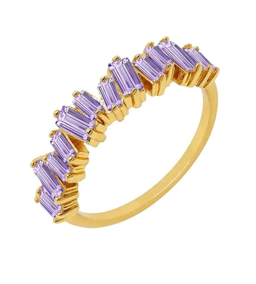 The Josephine Jagged Baguettes on Gold Band