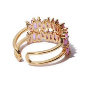 The Penny Pink Peony Double Baguette Band in Gold - Adjustable