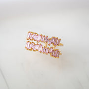 The Penny Pink Peony Double Baguette Band in Gold - Adjustable