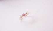 The Wren Dainty & Delicate Stacking Ring on Silver Band - Opal and Pearl - Adjustable