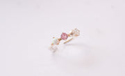 The Wren Dainty & Delicate Stacking Ring on Silver Band - Opal and Pearl - Adjustable