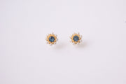 The Camille Pearl Stud Cluster Earring in Gold & Blue Jewel