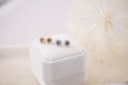 The Camille Pearl Stud Cluster Earring in Gold & Blue Jewel