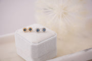 The Camille Pearl Stud Cluster Earring in Gold & Blue Jewel