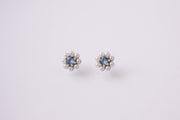 The Camille Pearl Stud Cluster Earring in Gold & Blue Jewel