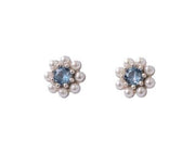 The Camille Pearl Stud Cluster Earring in Gold & Blue Jewel